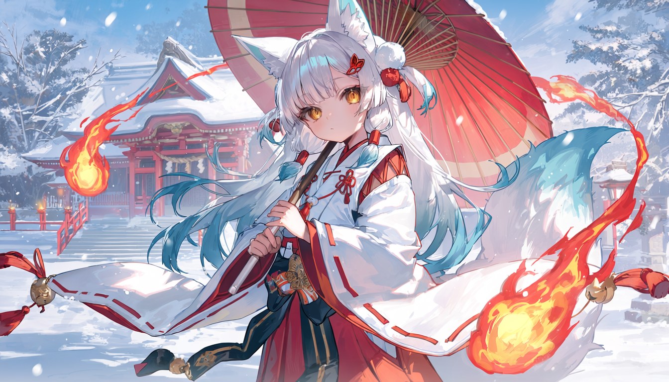 雪中狐火